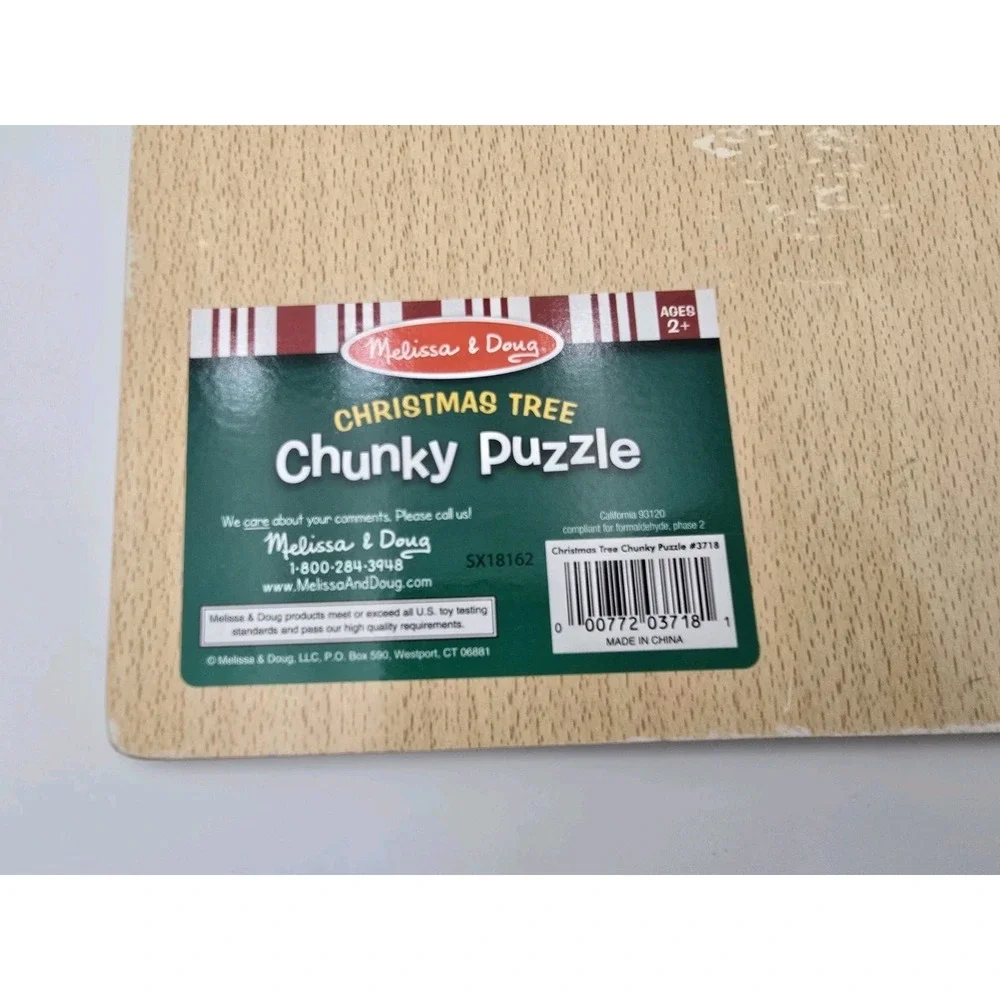 2 Melissa & Doug Chunky Puzzle Christmas Tree Santa Reindeer Preschool Wooden